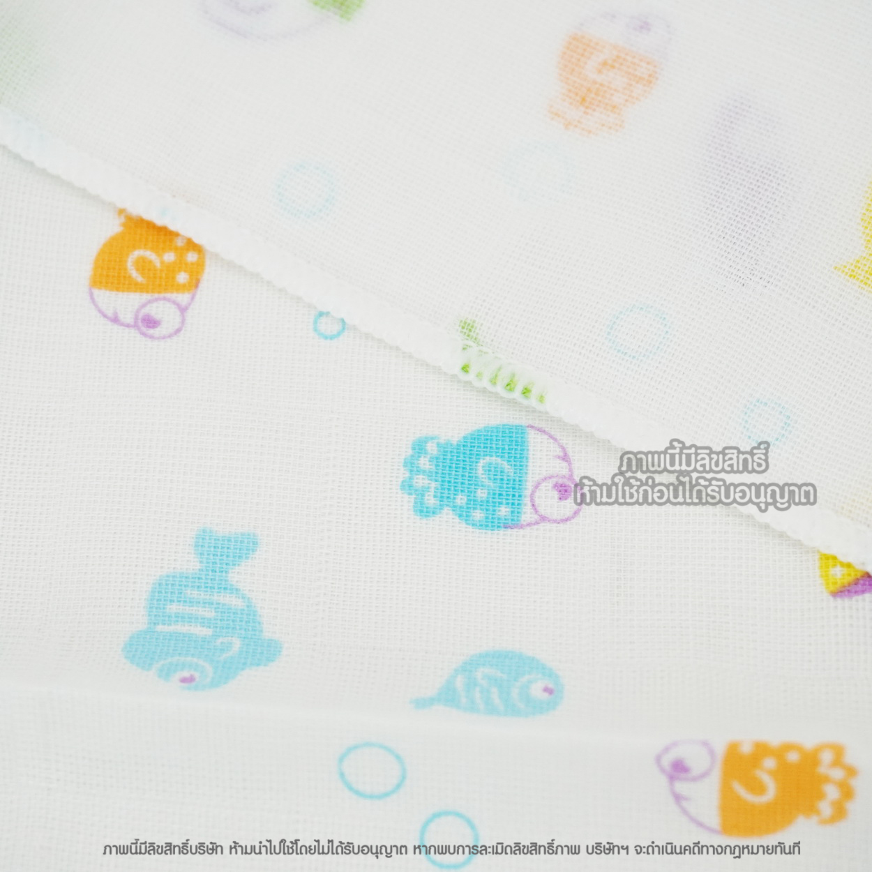 NES'S [6ผืน] [27x27นิ้ว] [ลายปลาหลากสี] ผ้าอ้อมสาลู สำหรับเด็ก