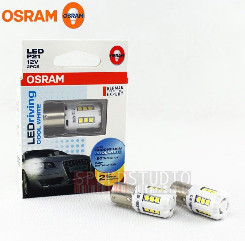 OSRAM LEDriving หลอดไฟ LED รถยนต์ ขั๊ว 1156 BA15S P21 แบบเขี้ยวบิด 1 จุด สำหรับไฟเบรค ไฟท้าย ไฟถอย สีขาว