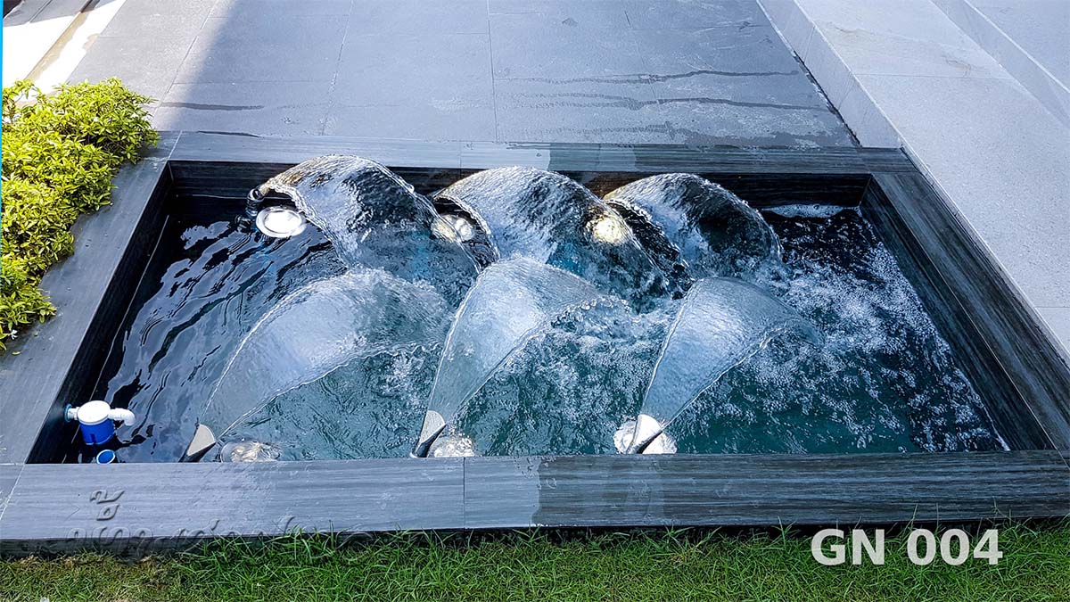 น้ำพุปากเป็ด บ่อทรงสี่เหลี่ยม คุณกอล์ฟ บ้าน นันทวัน พระราม9 - ศรีนครินทร์