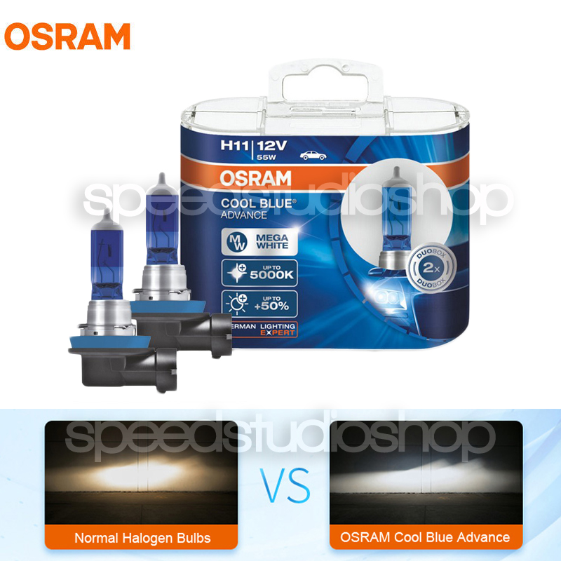 Osram หลอดไฟหน้า รถยนต์ H11 รุ่น Cool Blue Hyper Advance White Plus 5000K + 50%