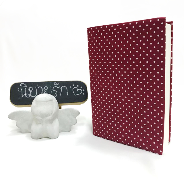 ปกผ้าพื้นแดง ลายPolka Dot เนื้อผ้าคอตต้อน ขนาด 7" ( Pocket Book )