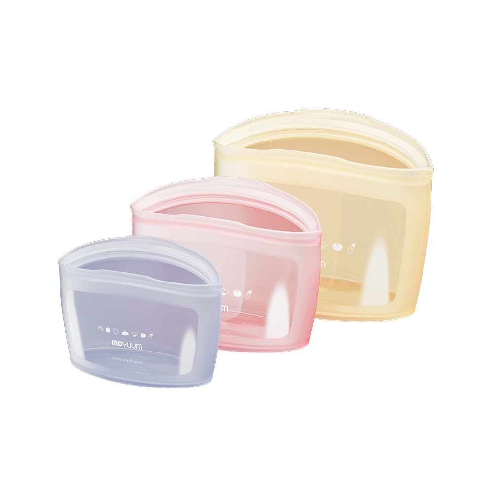 Moyuum ถุงซิปซิลิโคนตั้งได้ Standing Silicone Zipper Bag (เซ็ต 3 ชิ้น)