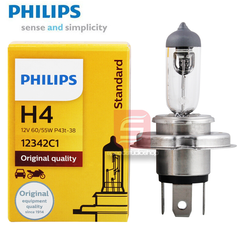 Philips หลอดไฟหน้า หลอดไฟรถยนต์ ไฟหน้า standard original H4 60/55W 12V 1คู่