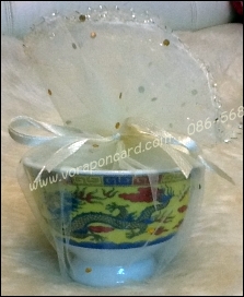 ถ้วยชาเล็กลายมังกรจีนคละสี