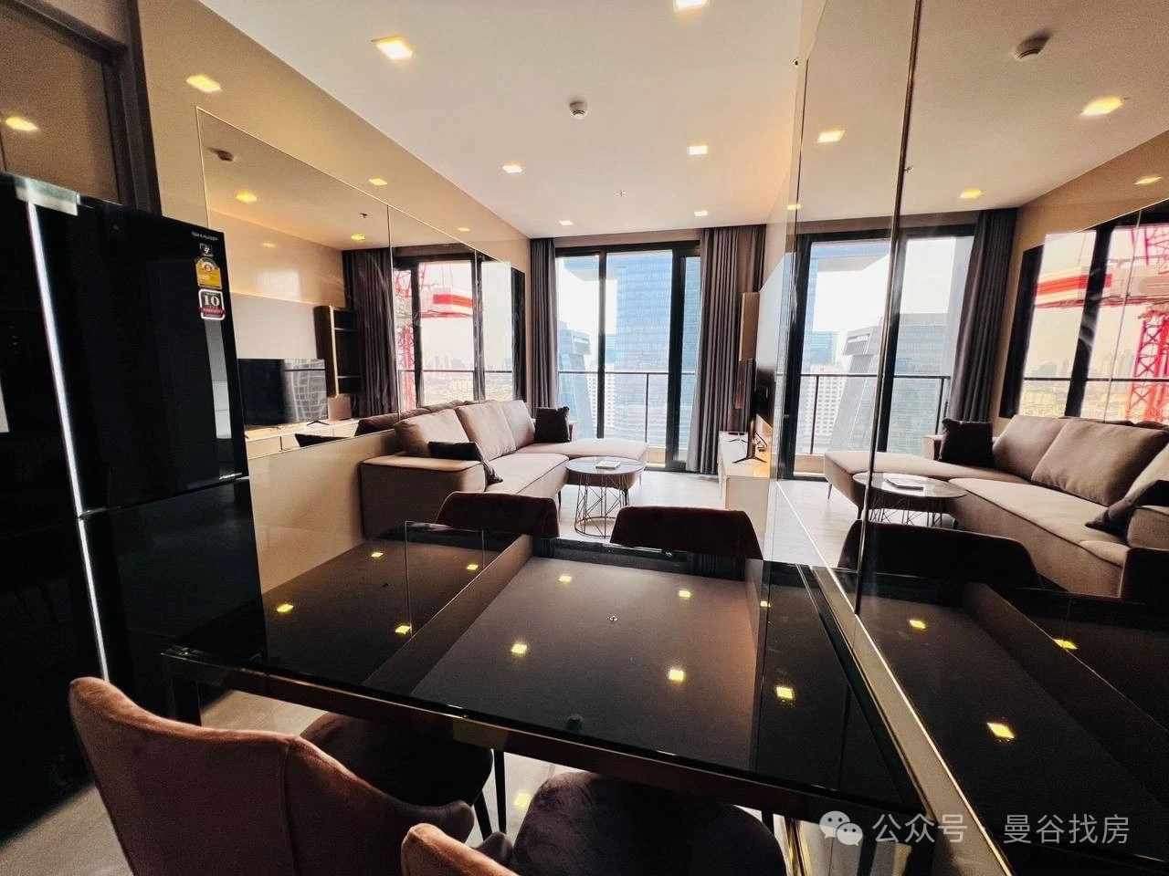 rent:(one9five at Rama 9) luxurious decoration, SB furniture, brand appliances, two bedrooms and two bathrooms, high floor