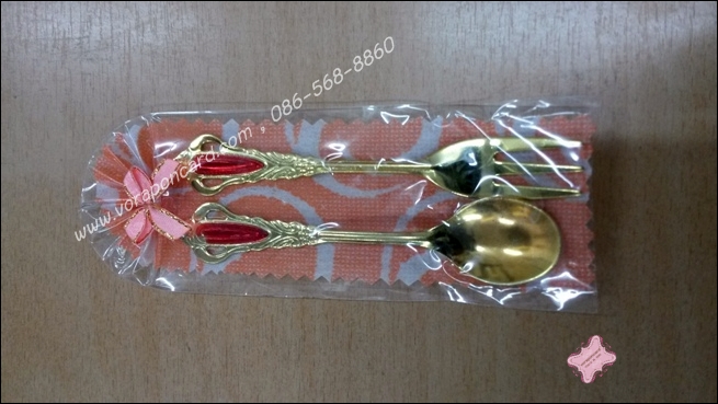 ช้อนส้อมทองแพคถุงแก้ว