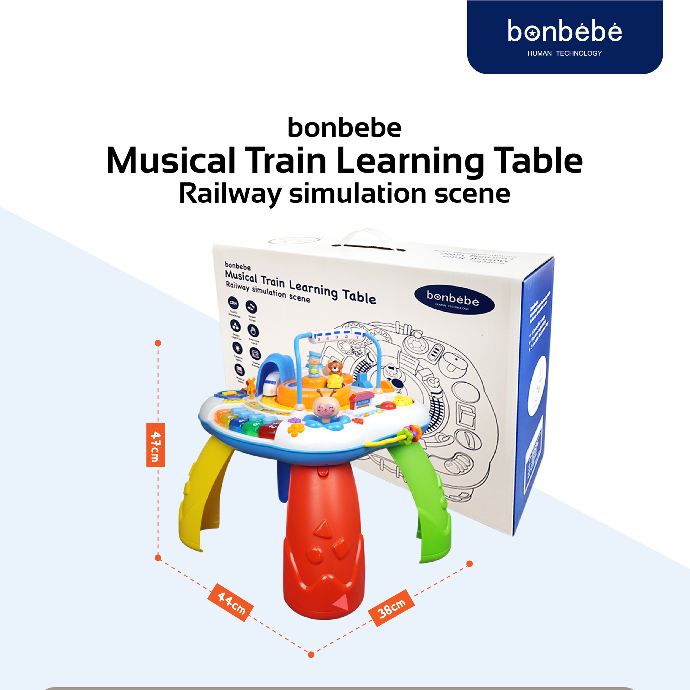 bonbebe เก้าอี้กิจกรรมรถไฟ Musical Train Learning Table