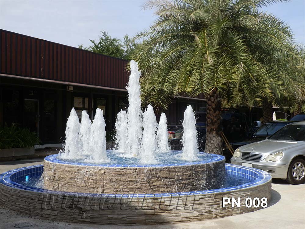 บ่อน้ำพุวงกลม 2 ชั้น หน้าร้าน PANA SPA ที่รังสิต คลอง3