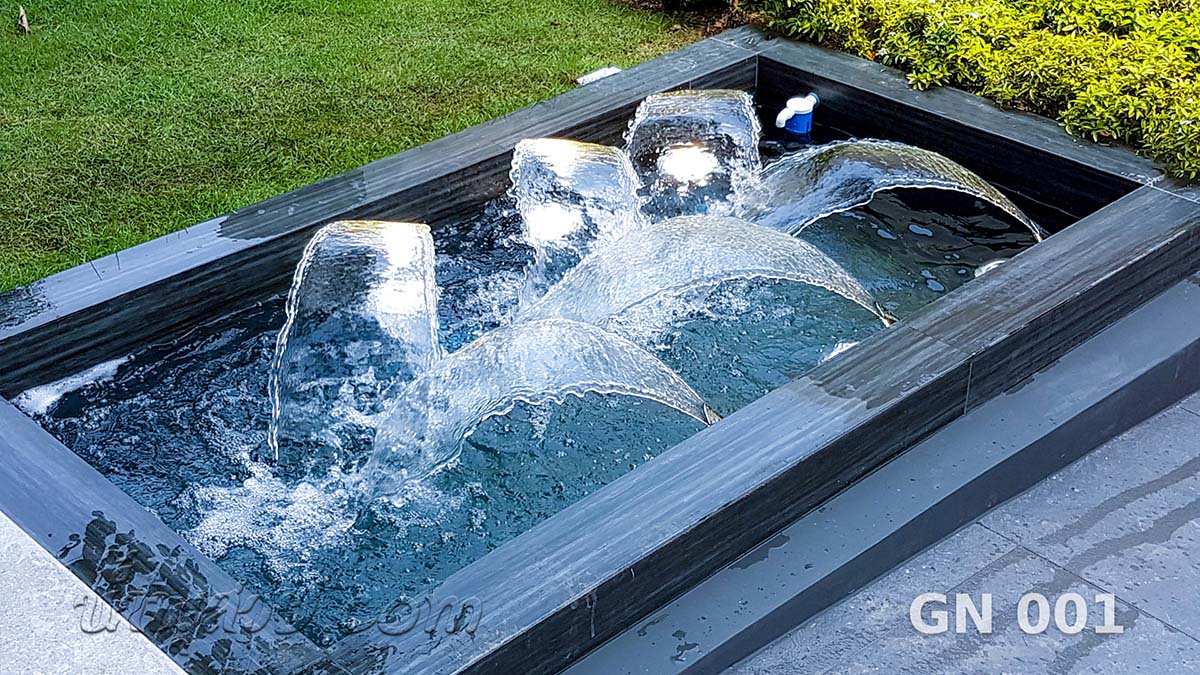 น้ำพุปากเป็ด บ่อทรงสี่เหลี่ยม คุณกอล์ฟ บ้าน นันทวัน พระราม9 - ศรีนครินทร์