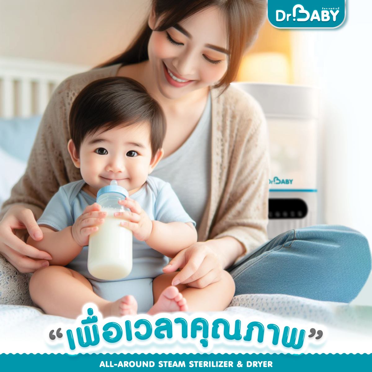 Dr.Baby เครื่องนึ่งพร้อมอบแห้งขวดนม เครื่องนึ่งขวดนม รุ่น Steridry