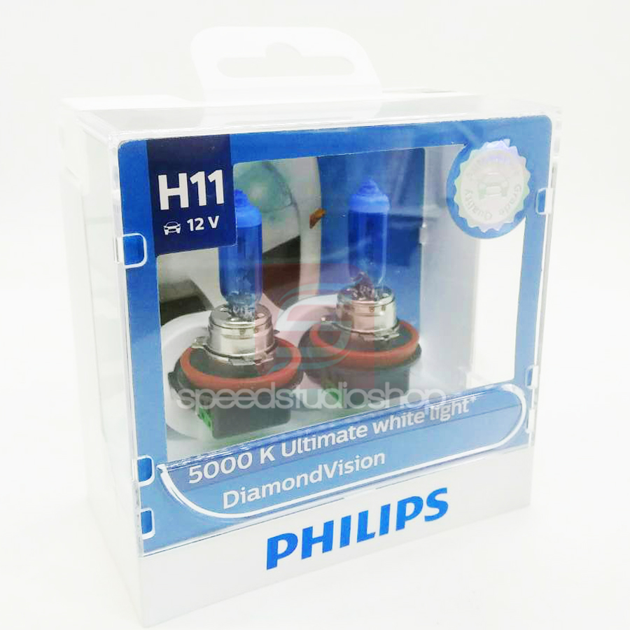 Philips หลอดไฟ H11 DIAMOND VISION ULTIMATE WHITE PLUS 40% แสงขาว 5000K