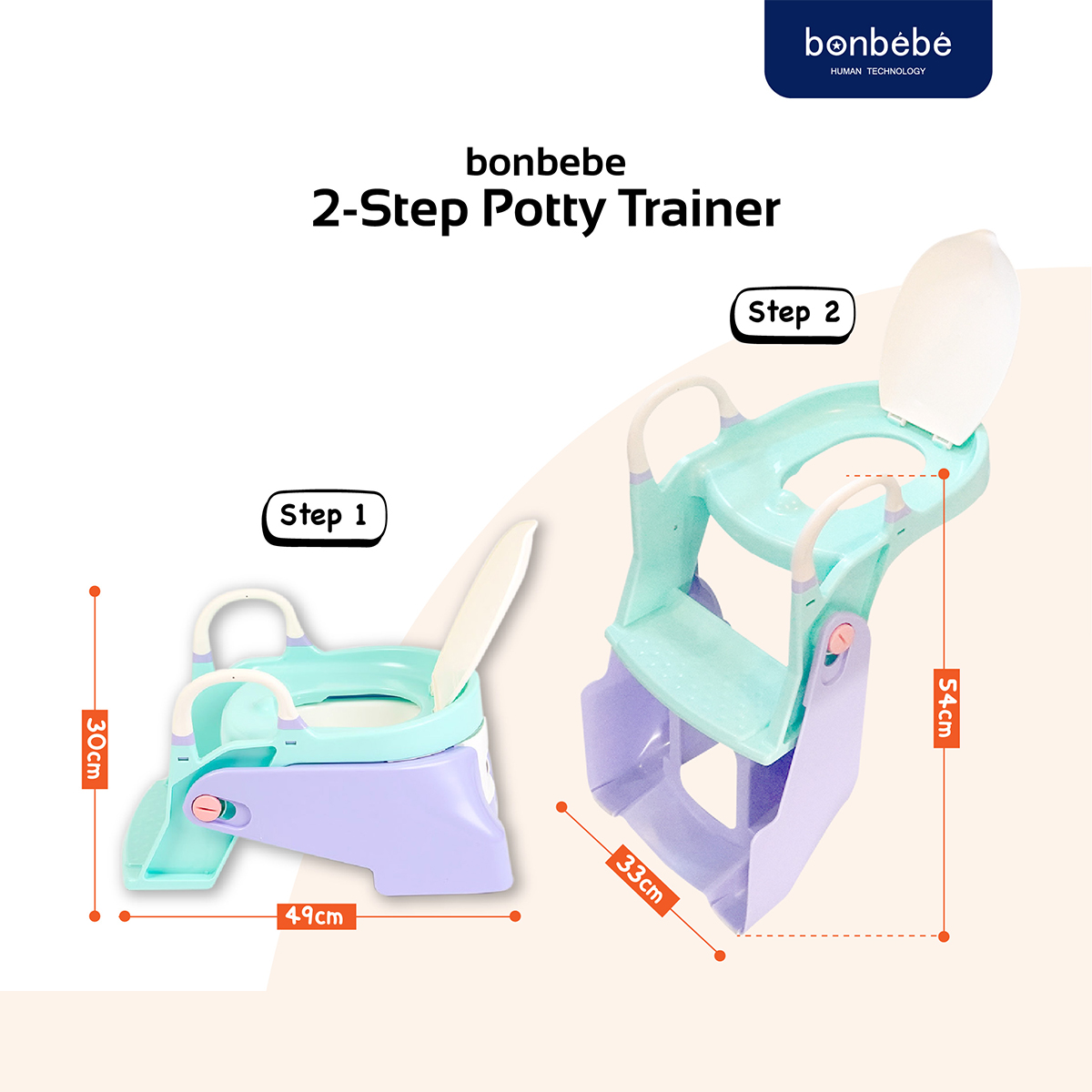 bonbebe 2-Step Potty Trainer กระโถน-บันไดชักโครก สำหรับเด็ก
