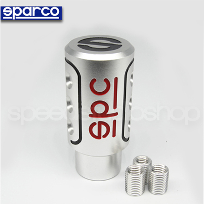 Sparco หัวเกียร์ manual อลูมิเนียม สีเงิน ลาย แดง ดำ SPC Progetto Corsa ความยาว 8.5 ซม