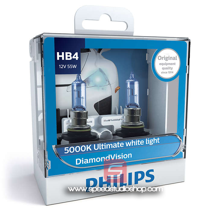 Philips หลอดไฟ HB4 9006 DIAMOND VISION ULTIMATE WHITE PLUS 40% แสงขาว 5000K