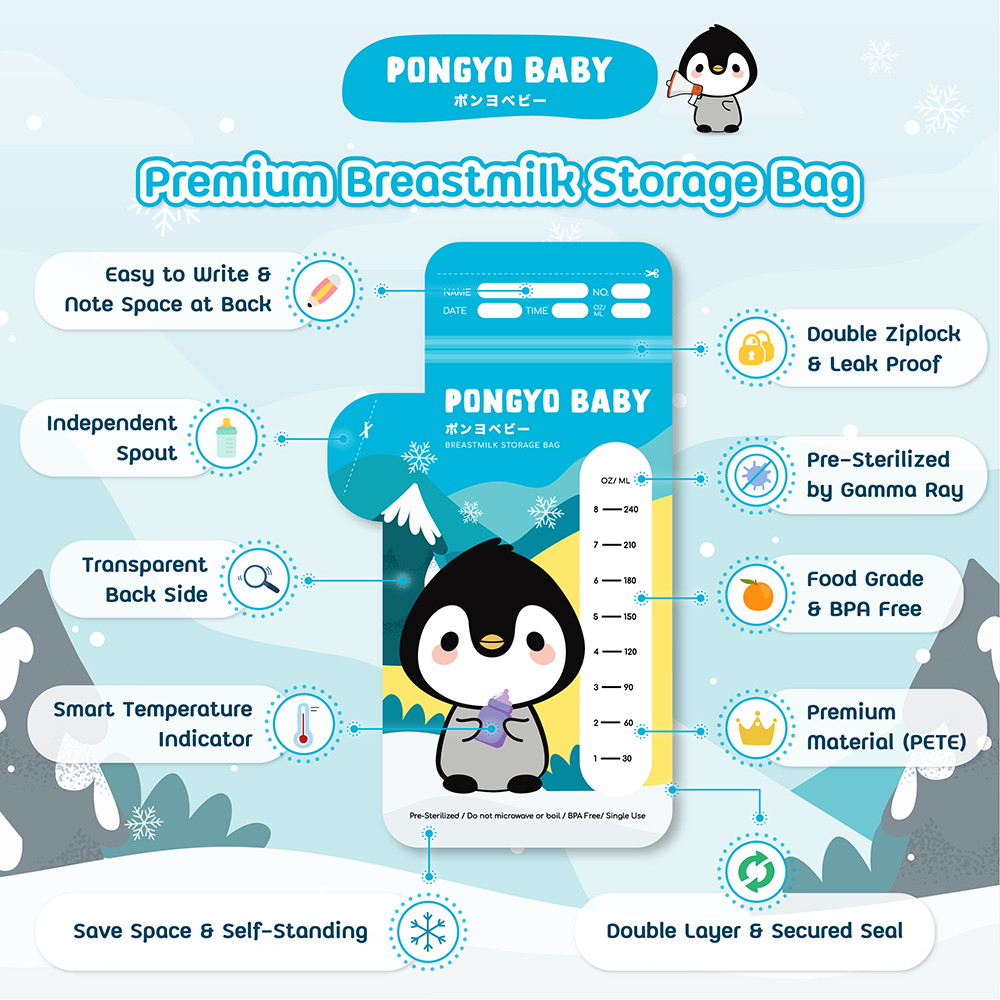 Pongyo Baby ถุงเก็บน้ำนม ถุงเก็บน้ำนมแม่ Breastmilk Storage