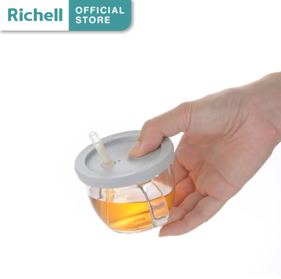 Richell(ริเชล) AXSTARS ถ้วยฝึกดูดรุ่นใหม่ หลอดกันสำลัก มีปุ่มกดช่วยดันน้ำ หลอดดีไซน์ใหม่ 150มล.