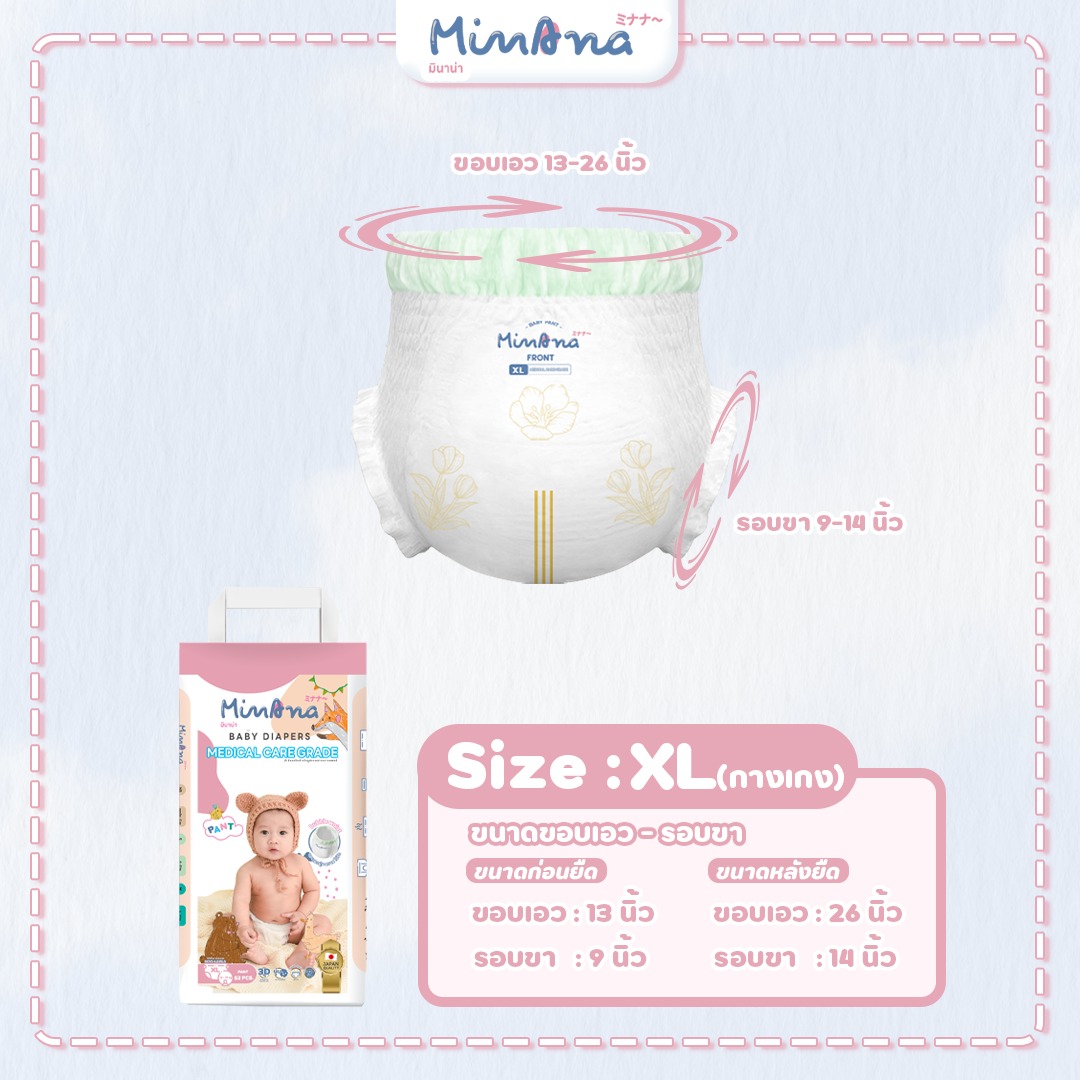 MINANA BABY DIAPERS แพมเพิส ผ้าอ้อมเด็กสำเร็จรูป กางเกงผ้าอ้อมเด็ก NB-XXL