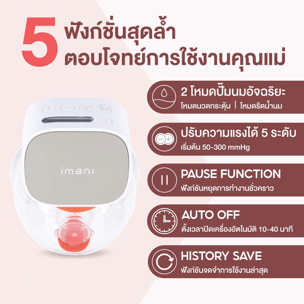 IMANI เครื่องปั๊มนมไร้สาย+มีสาย+แท่นชาร์จ เครื่องปั๊มนมเกรดโรงพยาบาล i1 Plus i2 Plus(PA) i2 Plus Box