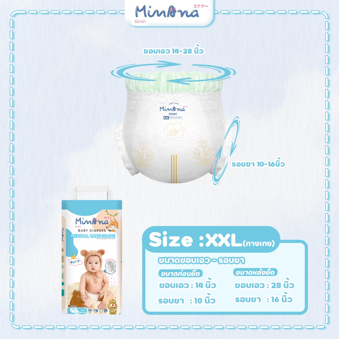 MINANA BABY DIAPERS แพมเพิส ผ้าอ้อมเด็กสำเร็จรูป กางเกงผ้าอ้อมเด็ก NB-XXL