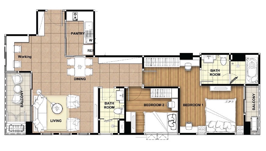 ให้เช่าคอนโด มิราจ สุขุมวิท 27 พื้นที่ 83 ตรม. 2 ห้องนอน ราคาเช่า 40,000 /เดือน
