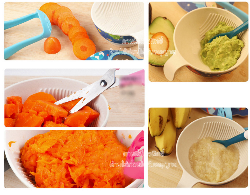 Yookidoo ชุดชามบดอาหารเด็กเยื่อไผ่ ชุดชามบดอาหาร 300มล.