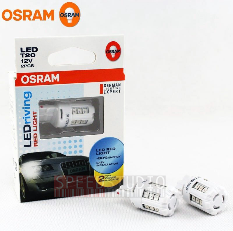 OSRAM LEDriving หลอดไฟเบรค LED รถยนต์ T20 แบบเสียบ 2 จุด สำหรับไฟเบรค สีแดง