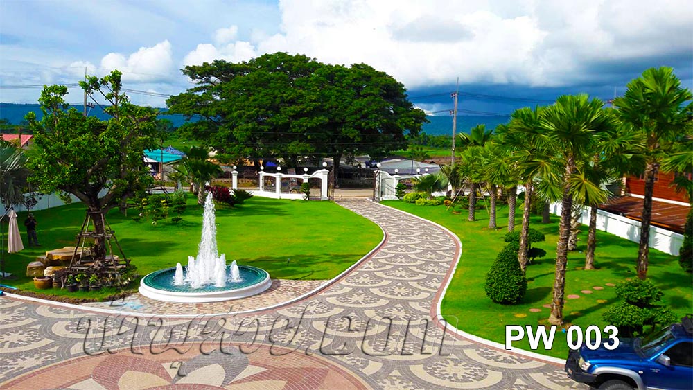 บ่อวงกลม ชุดน้ำพุ 3 ชั้นหัวน้ำพุต้นสน 15 หัว ที่บ้าน ปัทมาวรรณ หนองคาย