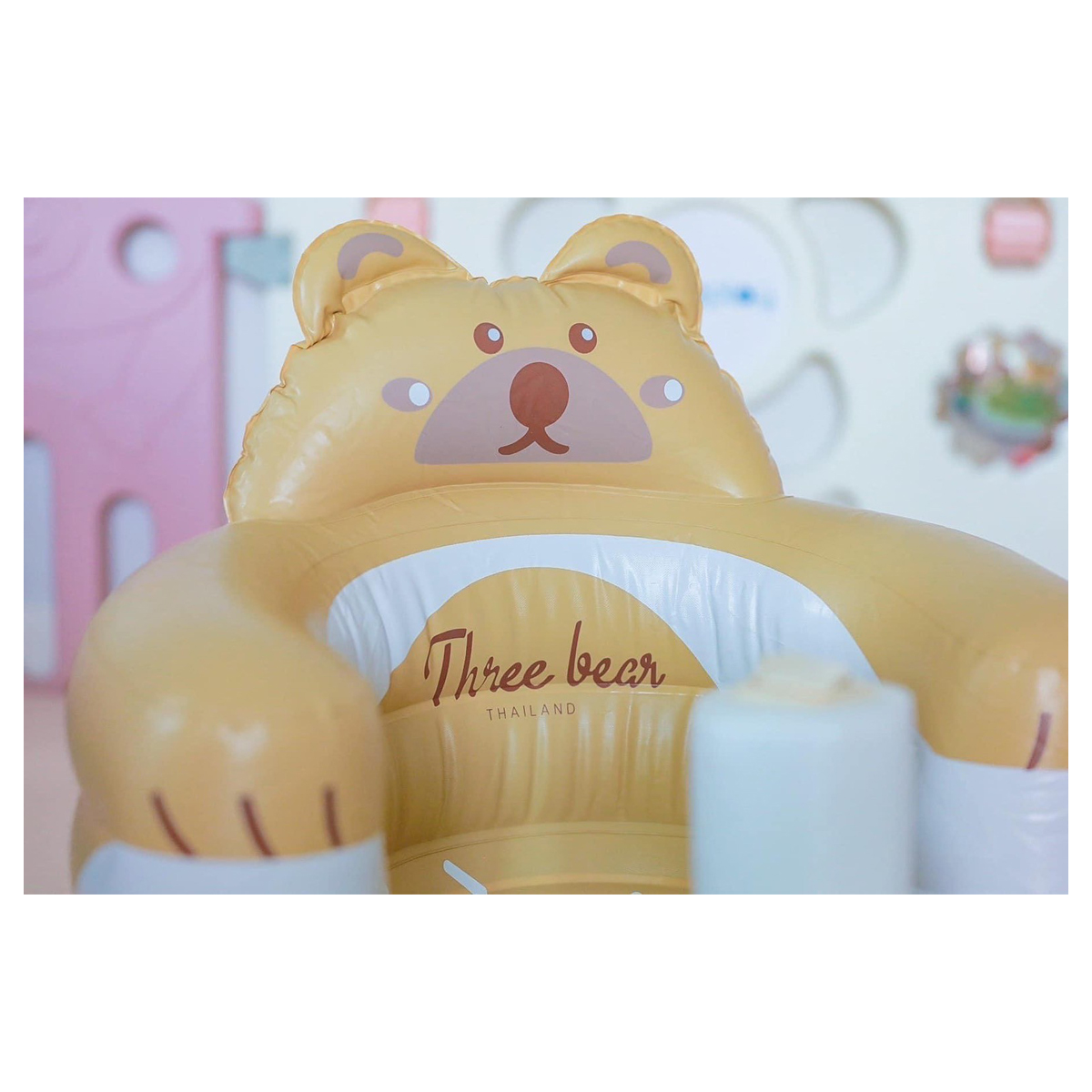 Three bear เบาะหัดนั่งเป่าลมลายน้องหมี เก้าอี้ฝึกนั่งเด็ก พกพาง่าย น้ำหนักเบา