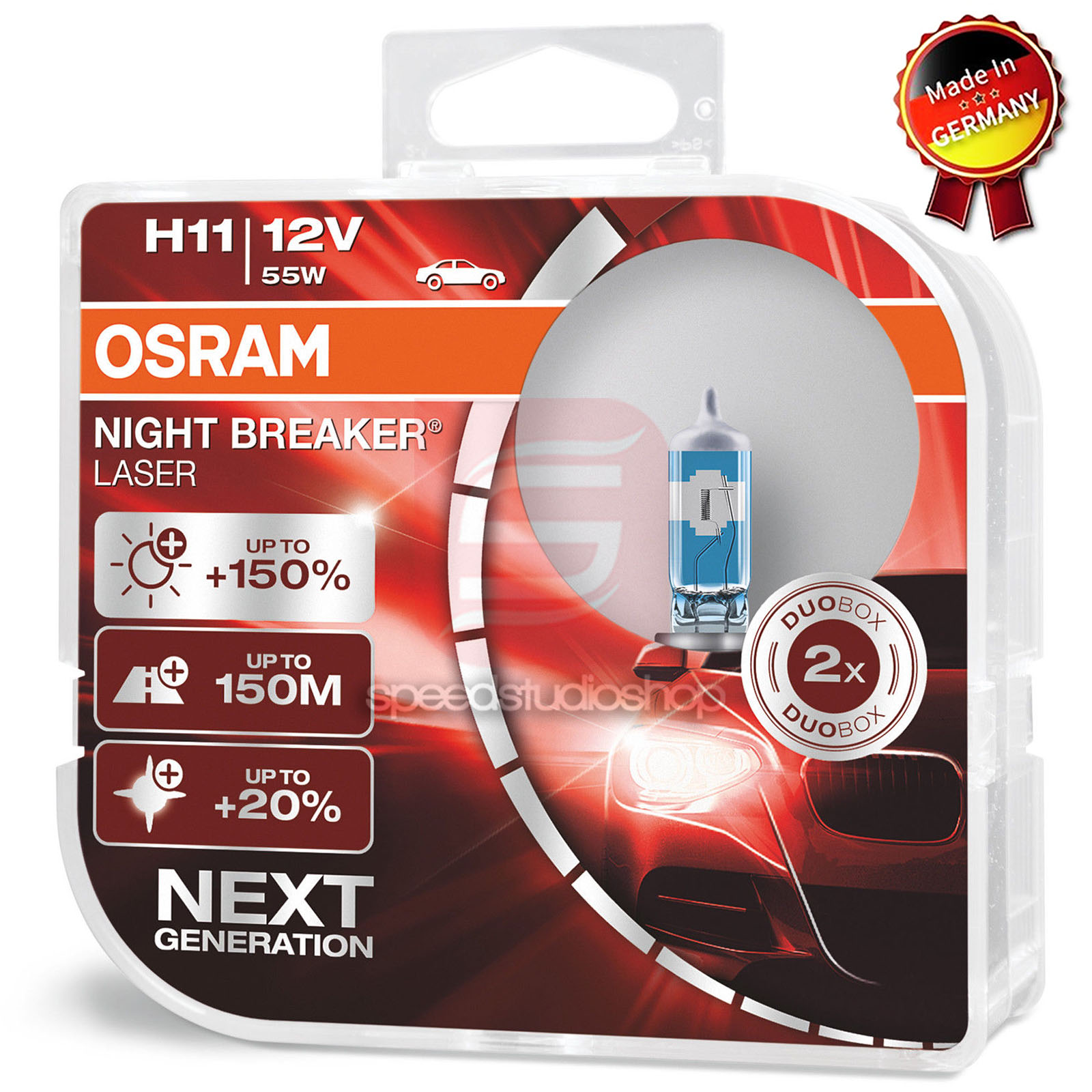 OSRAM หลอดไฟหน้า รถยนต์ H11 รุ่น Night Breaker Laser สว่างขึ้น +150%