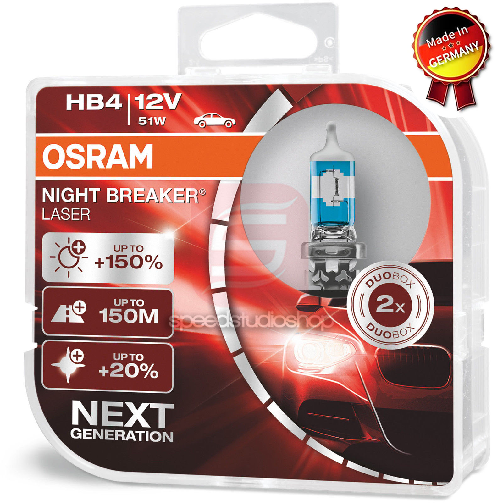 OSRAM หลอดไฟหน้า รถยนต์ HB4 9006 รุ่น Night Breaker Laser สว่างขึ้น +150%