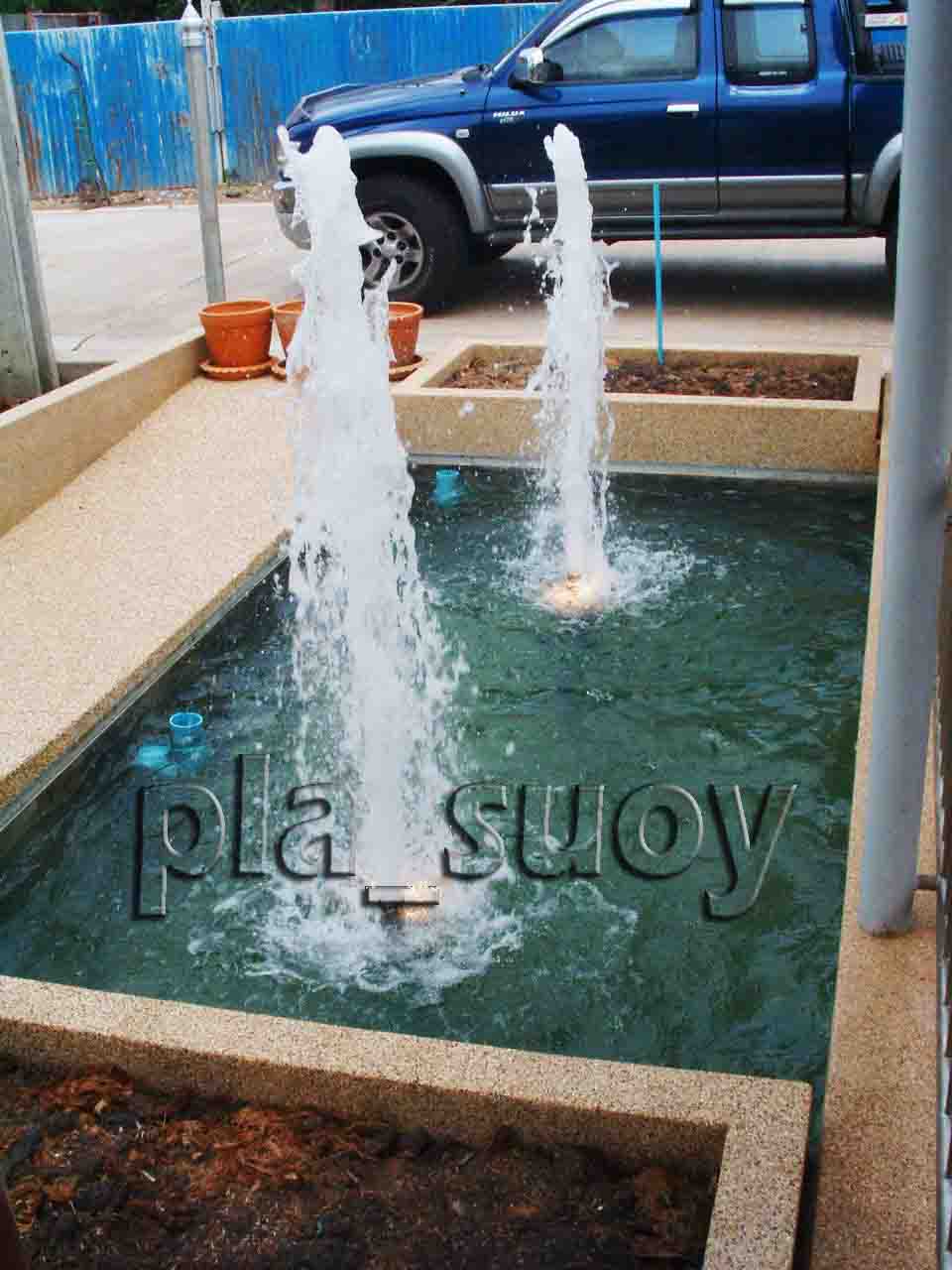 น้ำพุในบ่อเลี้ยงปลา บ้านพักคนชรา