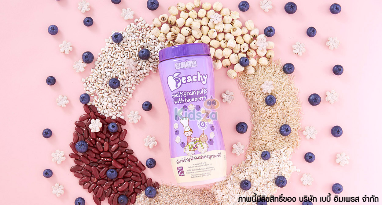 Peachy อาหารว่าง พัฟฟ์ธัญพืช คุกกี้ ผสมผักผลไม้ เหมาะสำหรับเด็กอายุ 1 ปีขึ้นไป