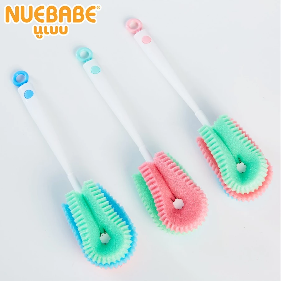 Nuebabe แปรงล้างขวดนม แบบฟองน้ำ แบบซิลิโคน จุกนม คอกว้าง คอแคบ คละสี
