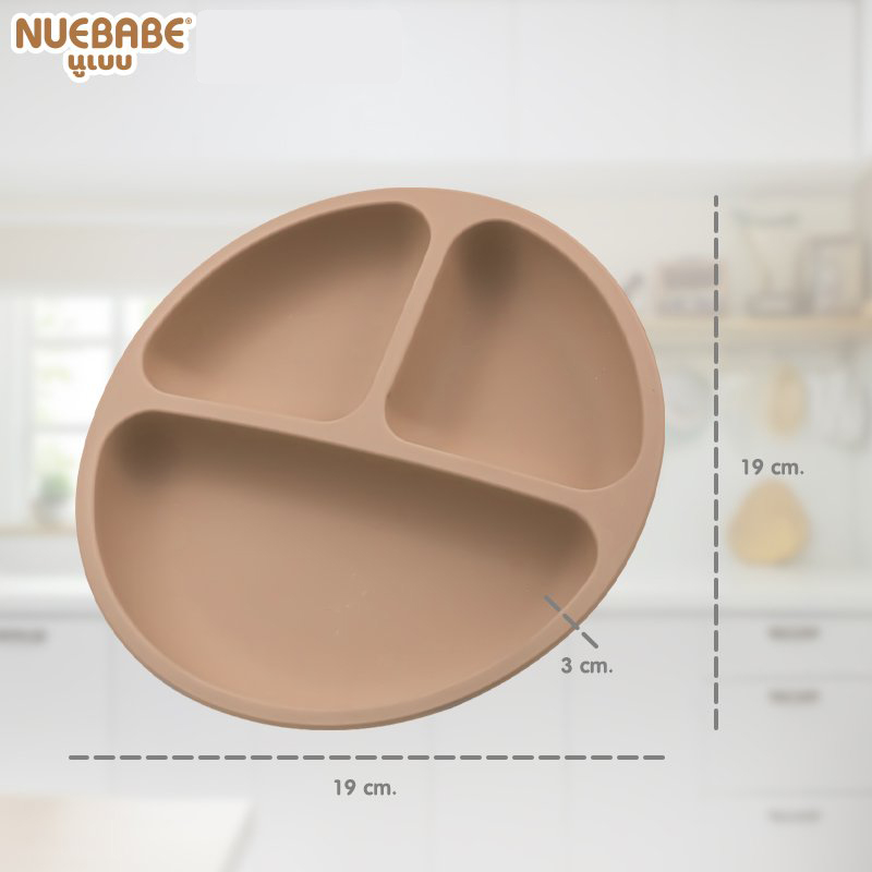 Nuebabe ช้อนส้อม จานทานข้าว ซิลิโคน ทานอาหาร สำหรับเด็ก คละสี