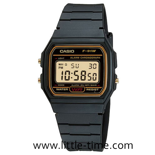 นาฬิกาข้อมือ Casio Resin Strap รุ่น F-91WG-9QDF - Black/Gold (Imported)