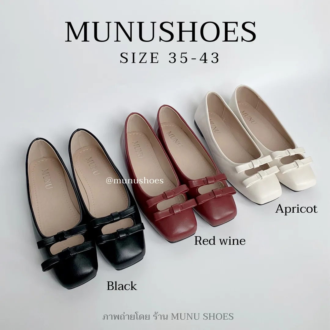 [Size 35-43] รองเท้าคัชชู รุ่น Double Bow หนังไมโครไฟเบอร์