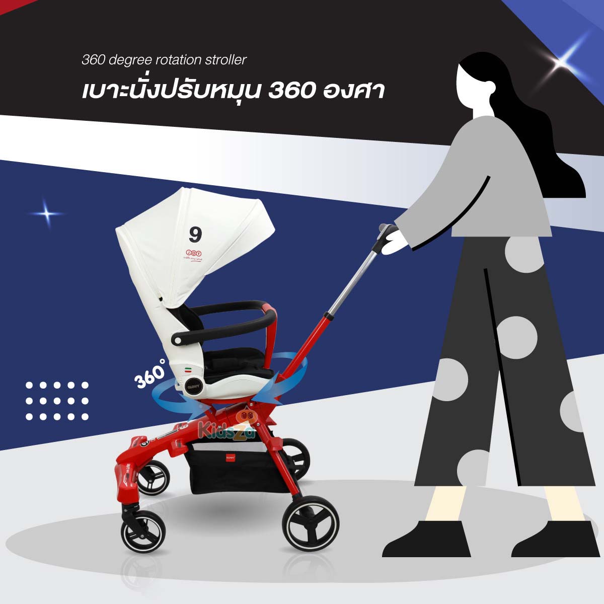 GLOWY Star รถเข็นเด็ก แรกเกิด - 3 ปี รุ่น Joy Stroller 0-15kg