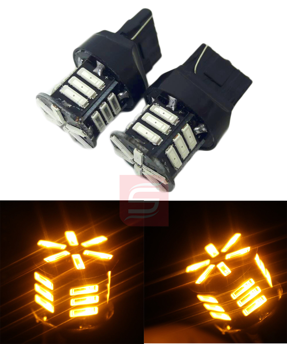 LED หลอดไฟ 21 LED สีส้ม ขั้ว T20 แบบเสียบ สำหรับ ไฟหรี่ ไฟเลี้ยว ไฟถอย (สีส้ม)