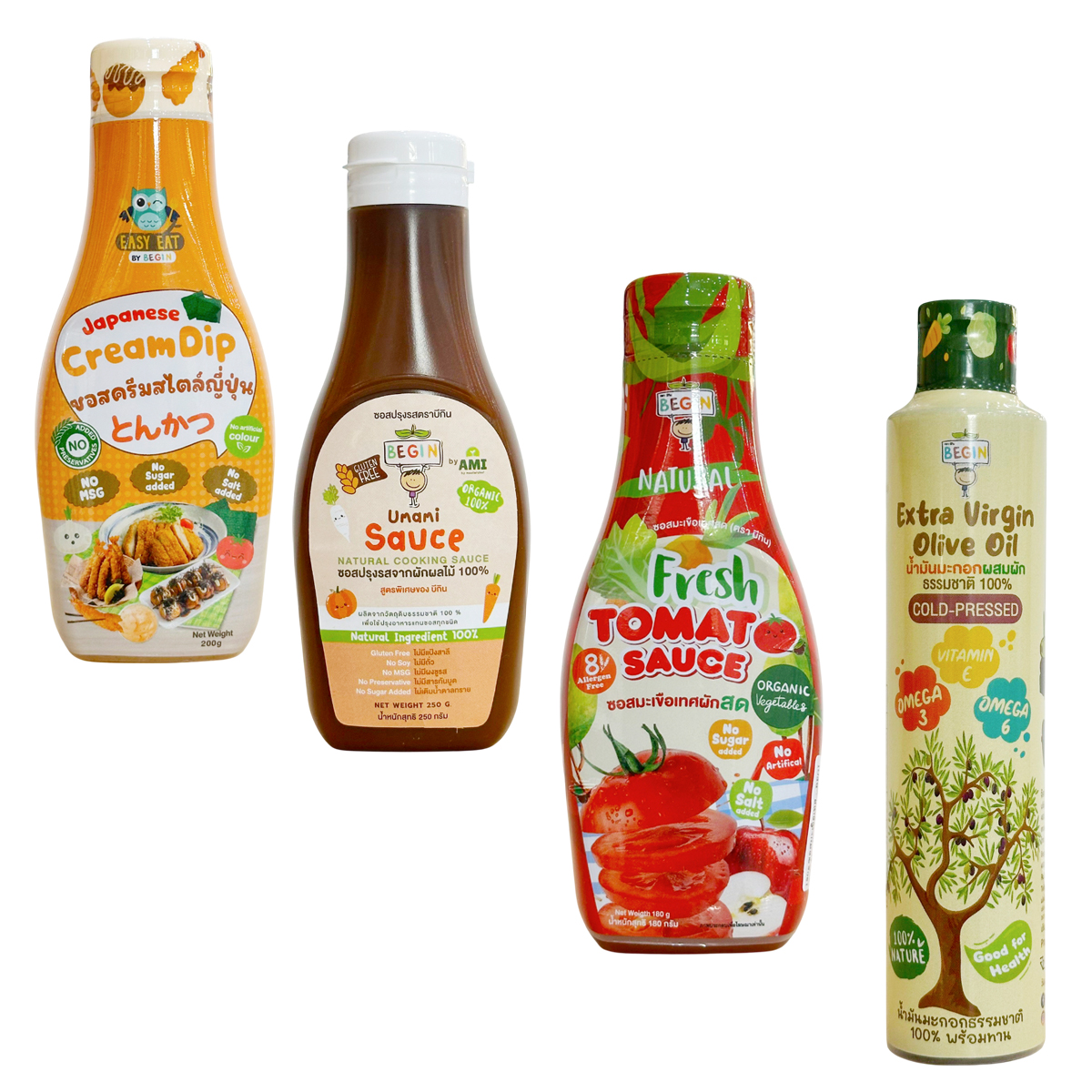 Begin วัสถุดิบ เครื่องปรุง ซอสปรุงอาหาร เส้นพาสต้าผสมผัก ขนมของว่าง สำหรับเด็ก 8เดือนขึ้นไป