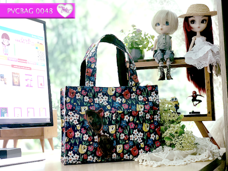 กระเป๋าผ้าเคลือบ PVC กันน้ำ ใส่เอกสาร (A5)กรม.ดอกทิวลิปเหลือง