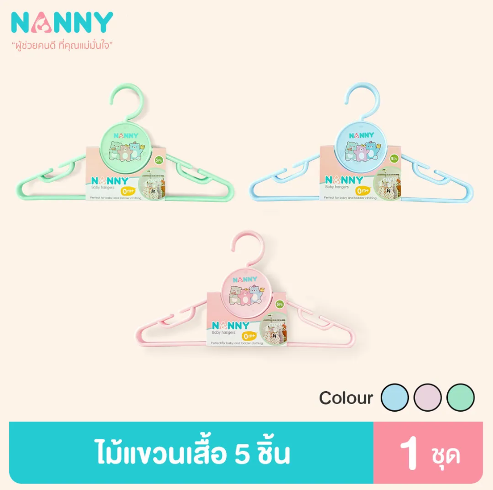 Nanny ไม้แขวนเสื้อเด็ก 5 ชิ้น ลาย Family