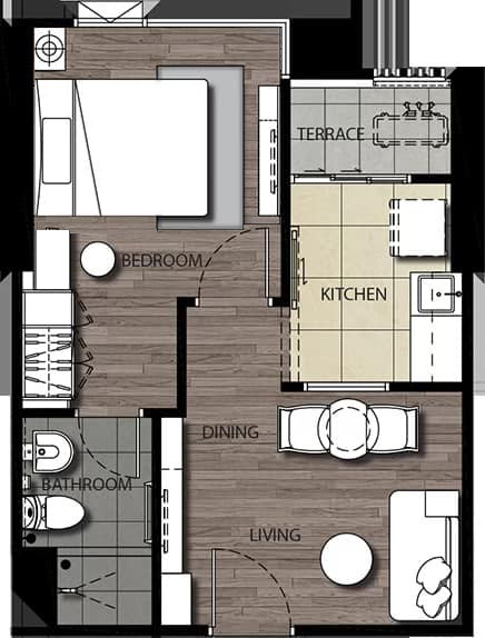 ให้เช่าคอนโด เดอะ สเตจ เตาปูน อินเตอร์เชนจ์ พื้นที่ 35 ตร.ม. 1 ห้องนอน เช่า 13,500 บ/ด