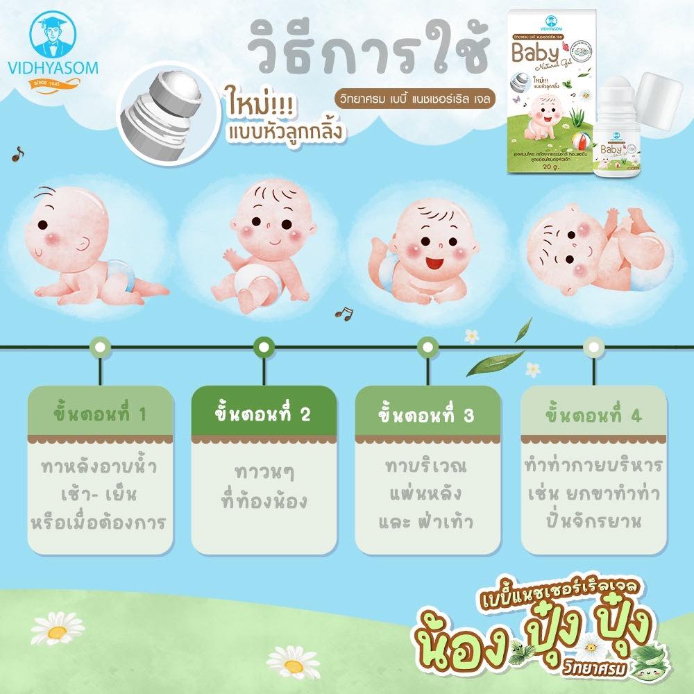 Vidhyasom มหาหิงค์ เบบี้เจล วิทยาศรม แบบลูกกลิ้ง Baby Natural Gel