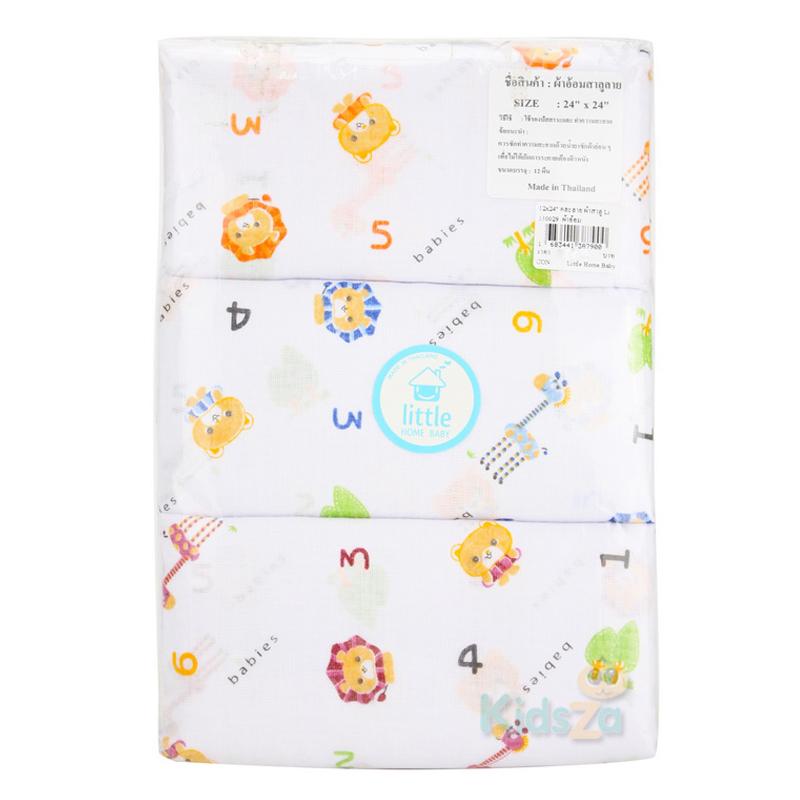 Little Home Baby [12ผืน] [24x24นิ้ว] [คละลาย] ผ้าอ้อมสาลู พิมพ์ลาย สำหรับเด็ก