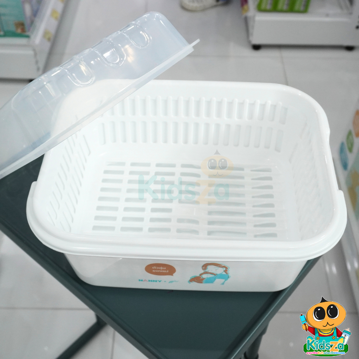Nanny ตะกร้าคว่ำขวดนม มีฝาปิด ลายมุนิน [N216MU]
