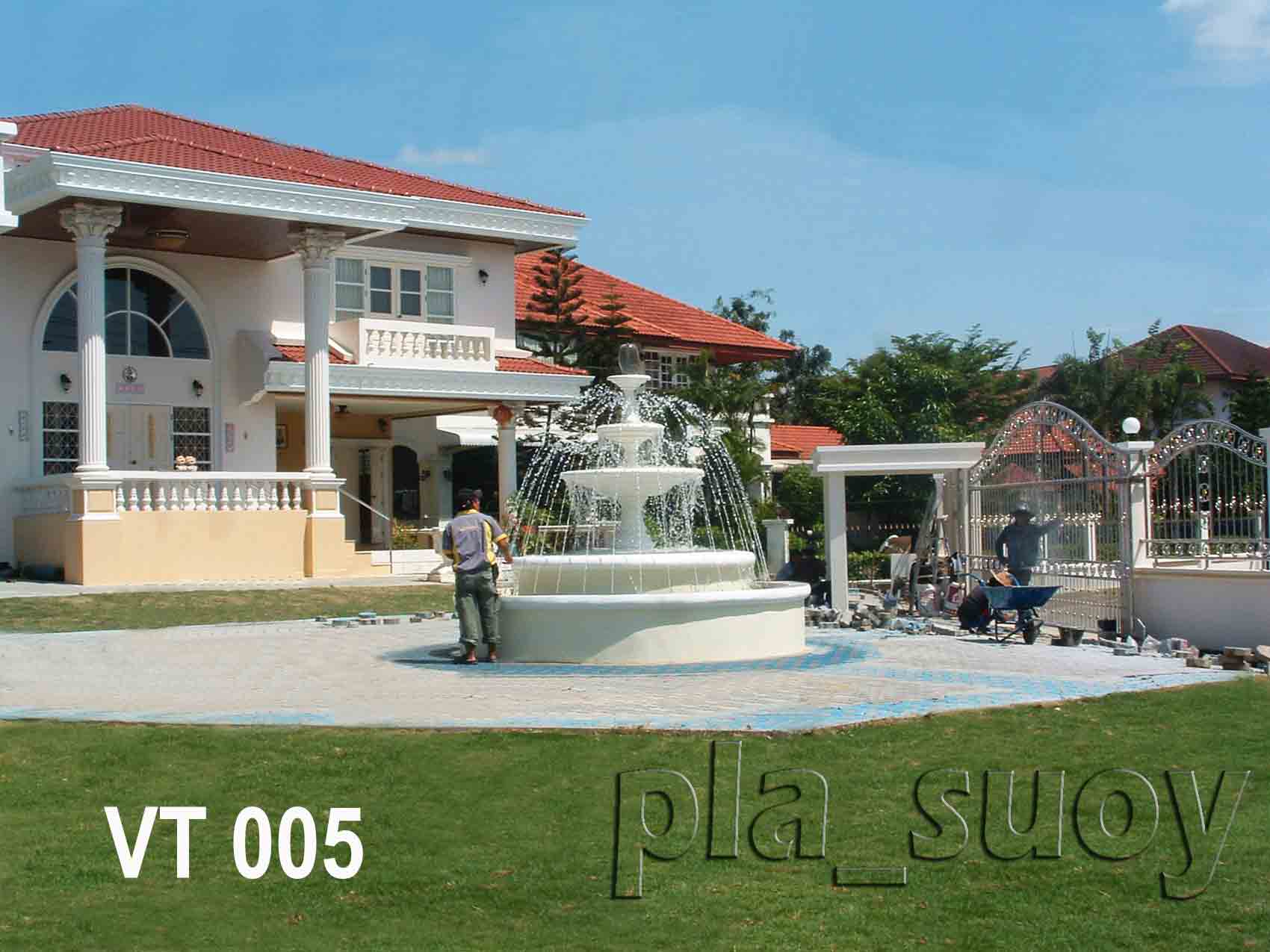 บ่อน้ำพุวงกลม ทรงพานน้ำพุ 3 ชั้น บ้านคุณวิเทพ