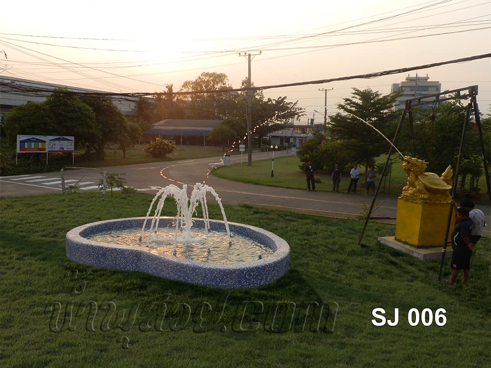 บ่อน้ำพุประติมากรรมเต่ามังกร ที่บ.สหเจริญ บางพลี