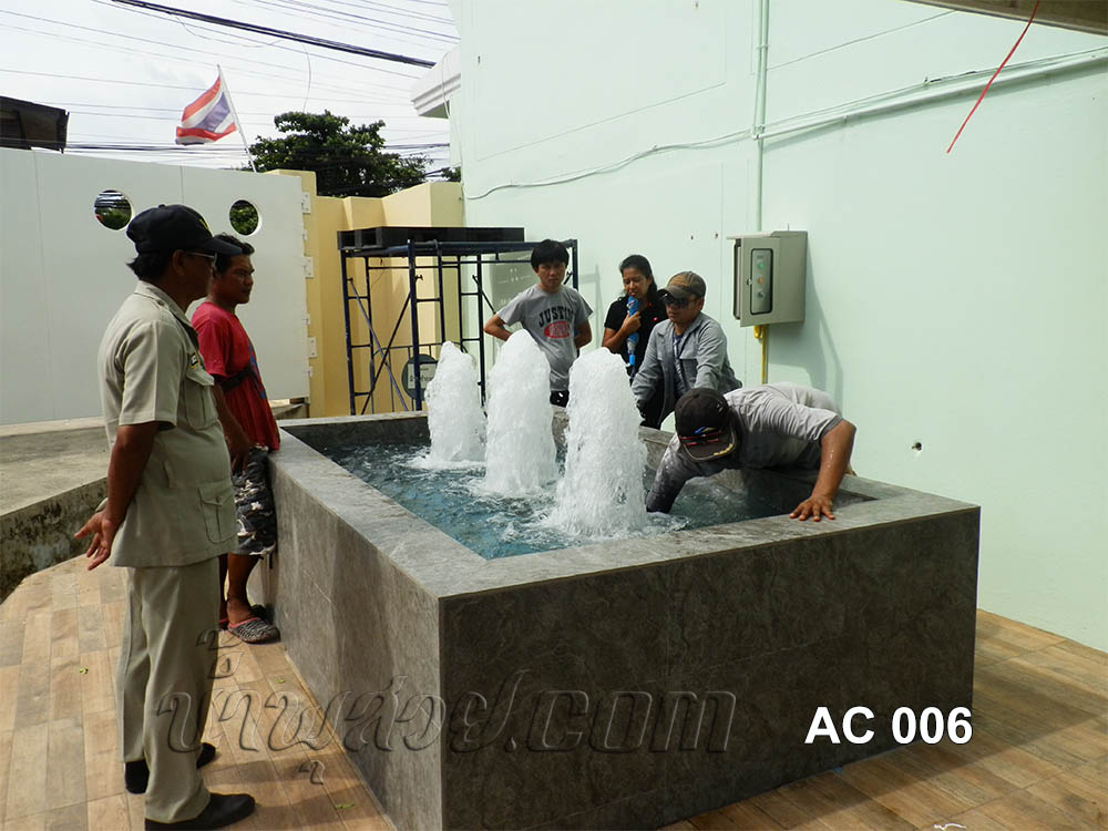 บ่อน้ำพุสี่เหลี่ยม ทรงต้นสน 3 หัว ที่ บ.ซีแอร์คอนเทค จำกัด