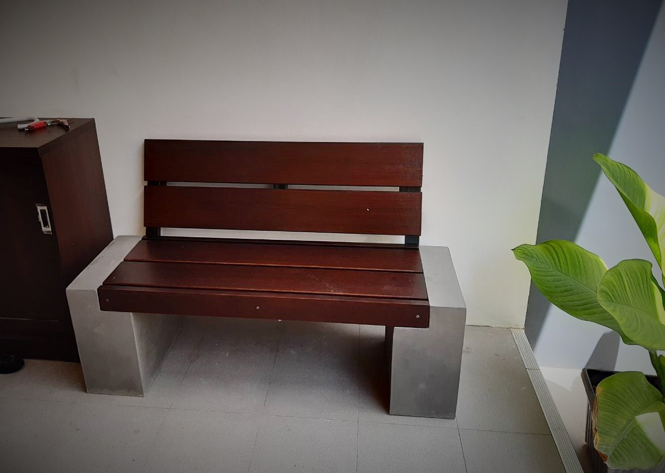 ม้านั่งสนาม รุ่นบล็อคพนักพิง ไม้ไฟเบอร์ซีเมนต์ BBK0201-120-O