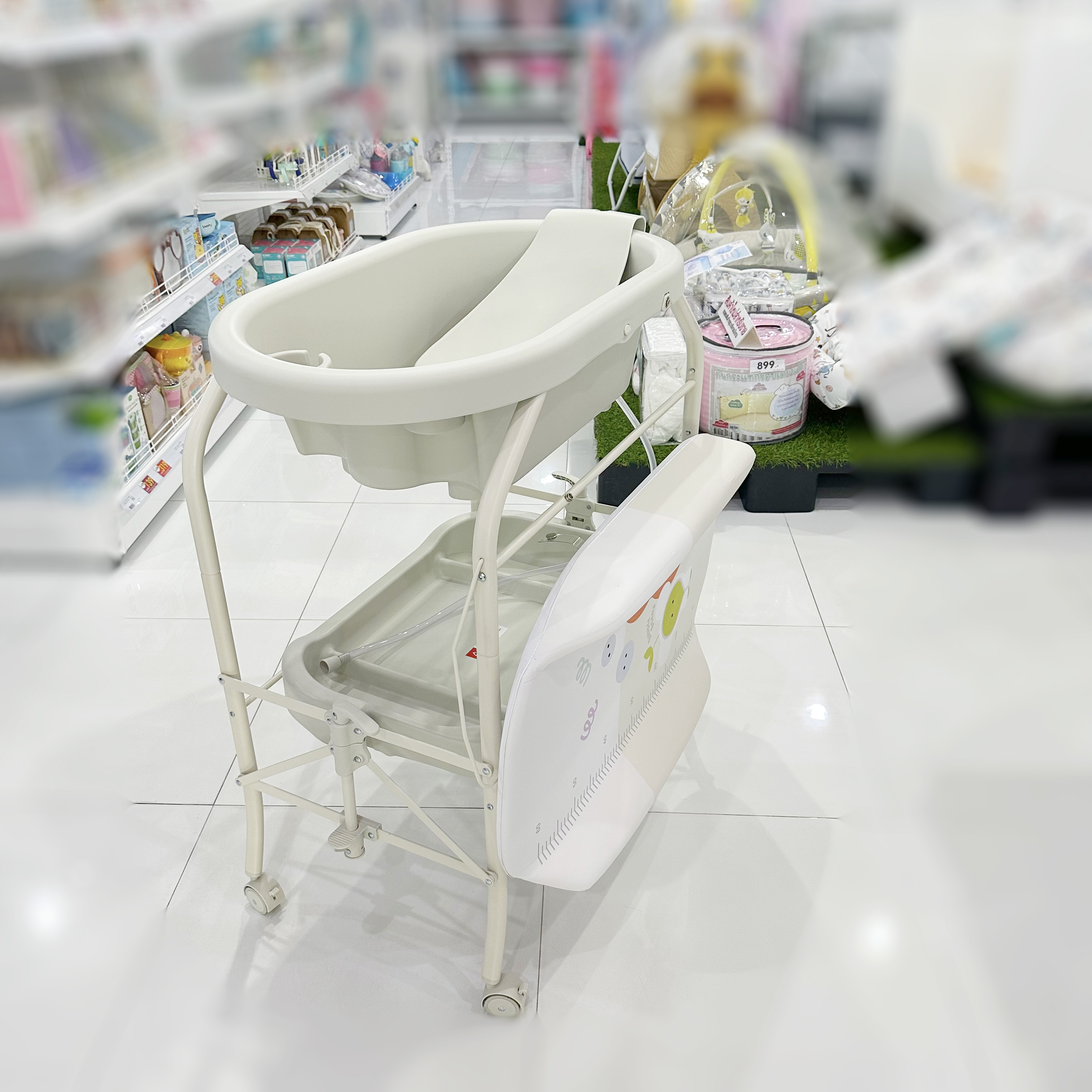 Bubble Beans อ่างอาบน้ำเด็กมีขาตั้ง เบาะเปลี่ยนผ้าอ้อม ที่ยืนอาบน้ำ ฟองน้ำ สำหรับเด็ก